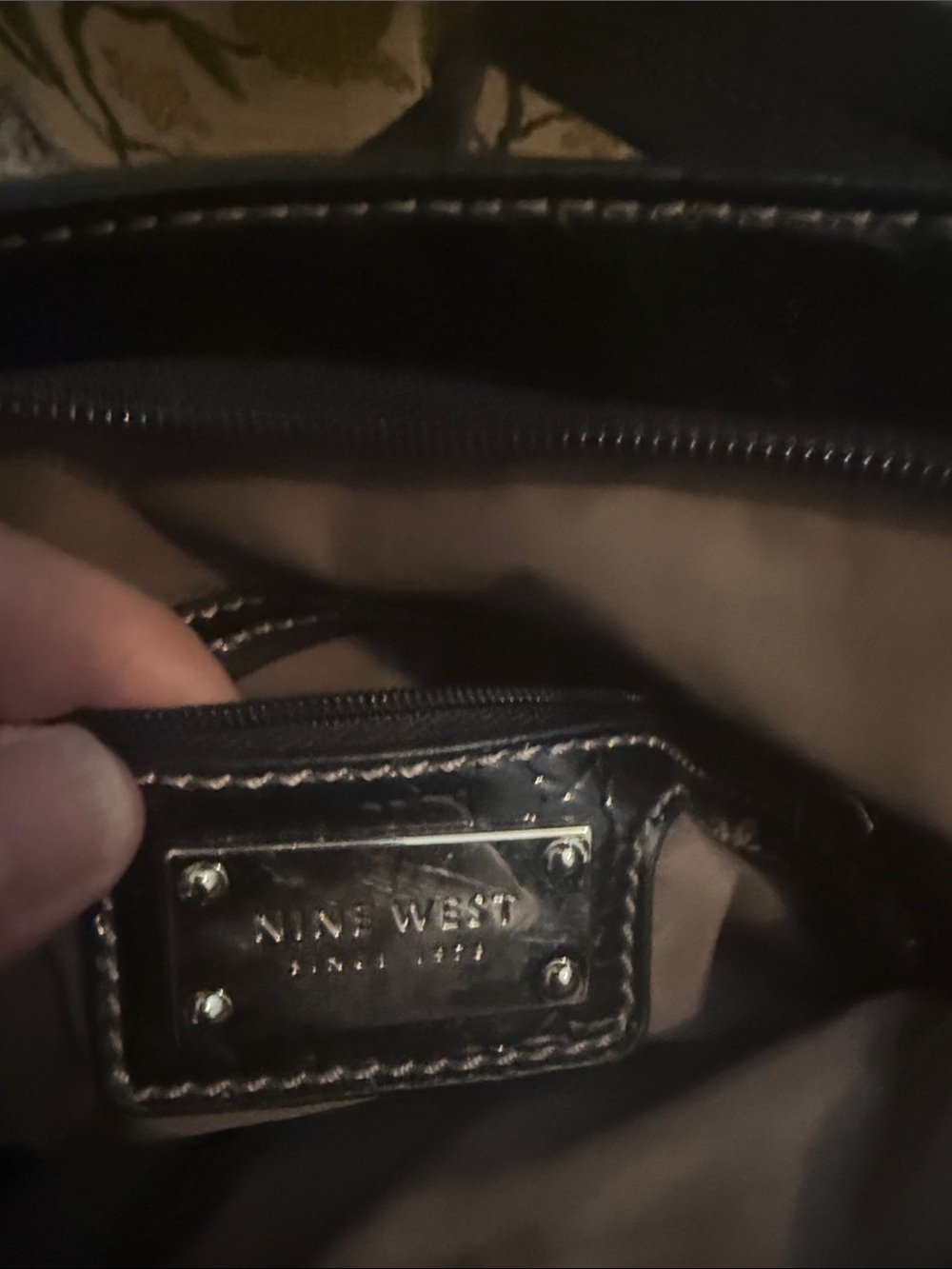 Nine West Black Croc-Embossed Shoulder Bag with Silver Accents - Picture 7 of 9